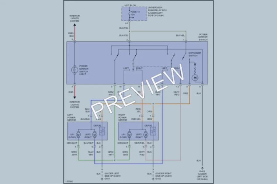 2003 Acura RSX Power Mirrors wiring diagram preview