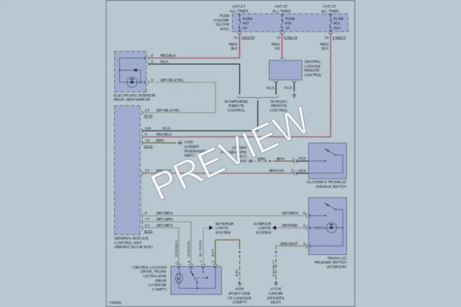 2003 BMW 325Ci Trunk Tailgate Fuel Door wiring diagram preview