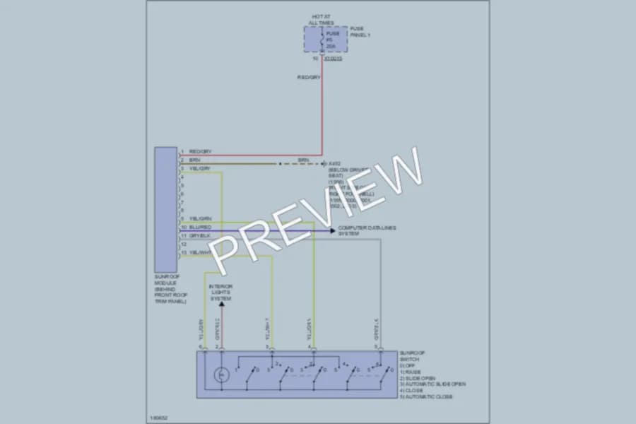 2003 BMW 540i Power Top Sunroof wiring diagram preview