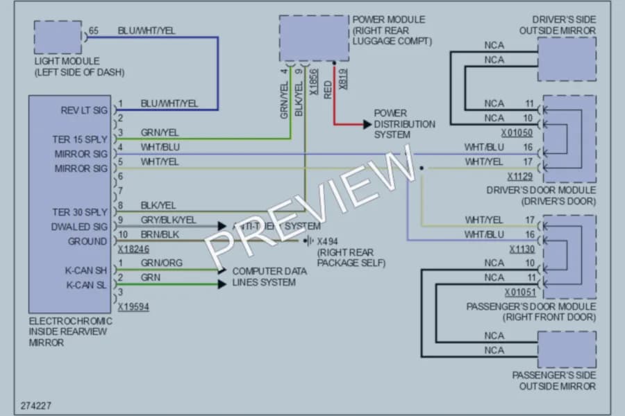 2003 BMW 745i Power Mirrors wiring diagram preview