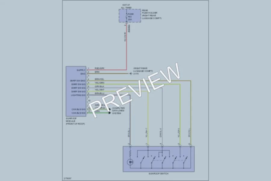 2003 BMW 760Li Power Top Sunroof wiring diagram preview