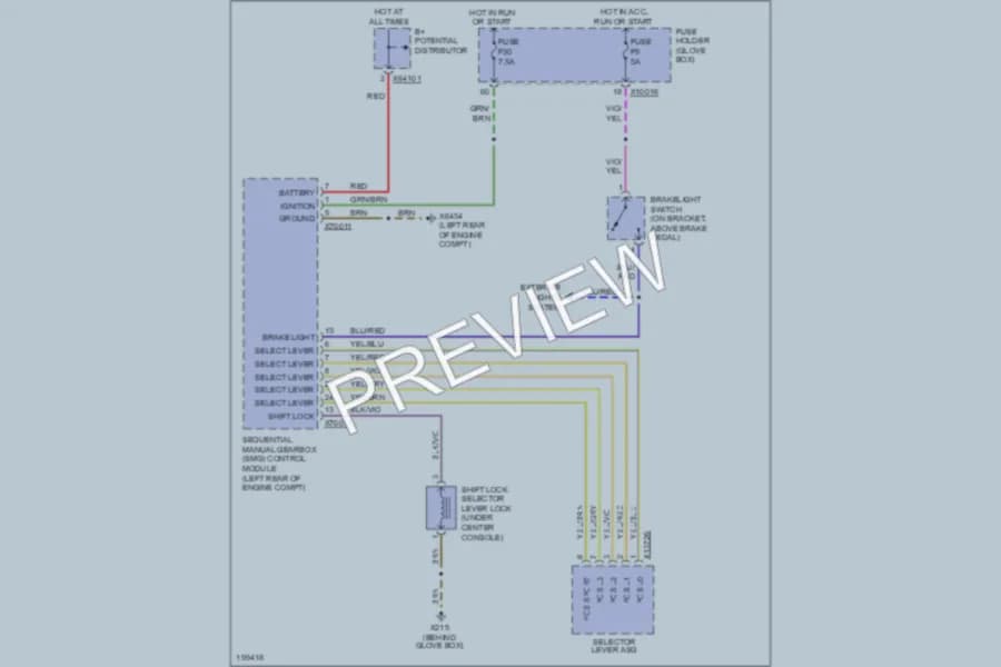 2003 BMW M3 Shift Interlock wiring diagram preview