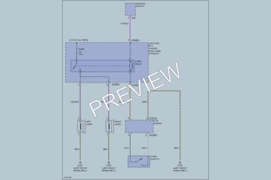 2003 BMW X5 Horn wiring diagram preview