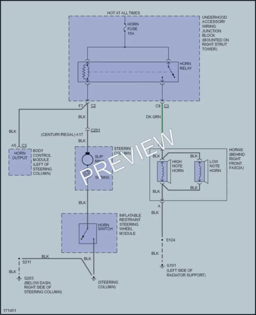 2003 Buick Century Horn wiring diagram preview