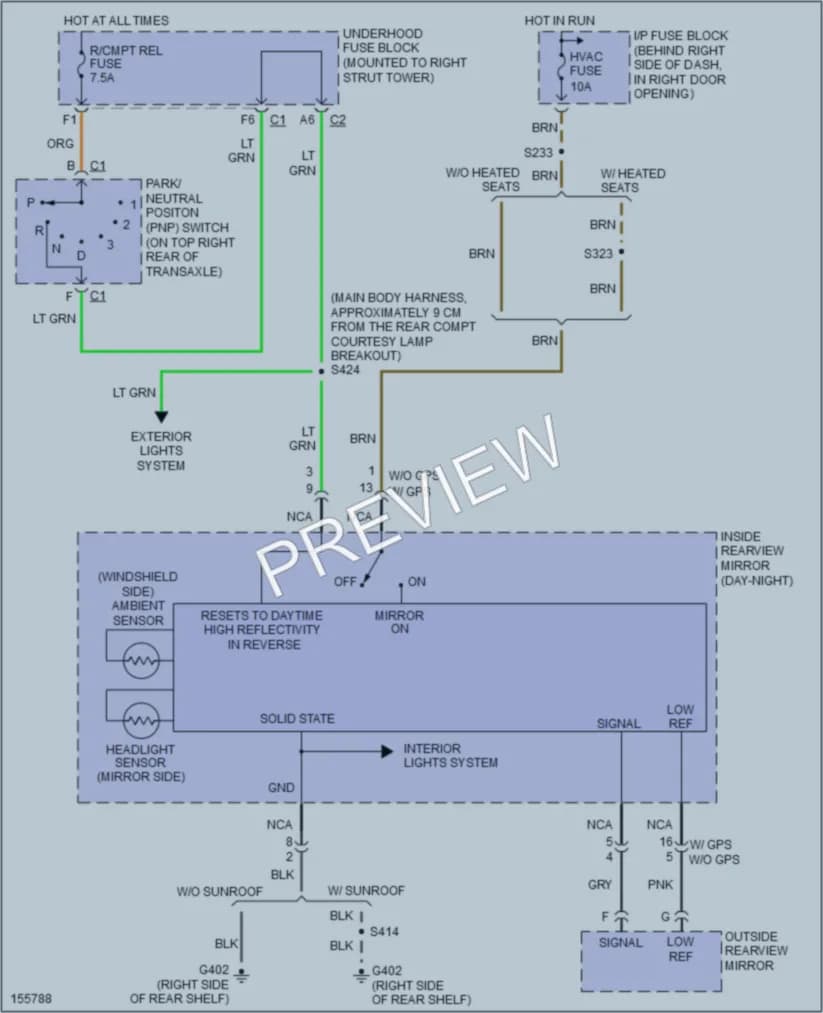2003 Buick Century Power Mirrors wiring diagram preview