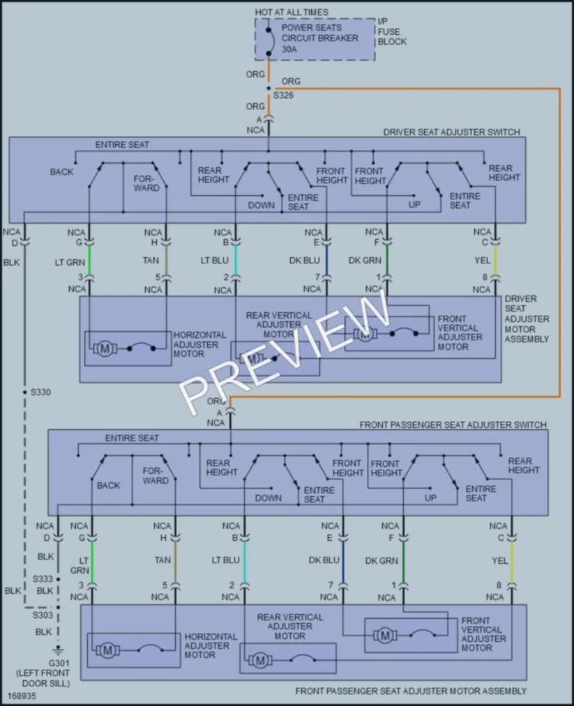 2003 Buick Century Power Seats wiring diagram preview