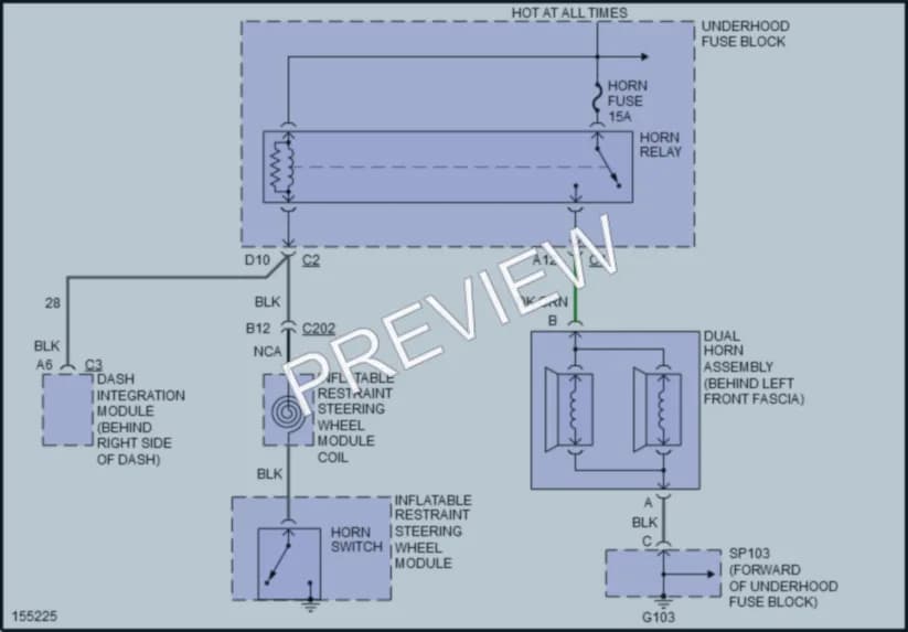 2003 Buick LeSabre Horn wiring diagram preview