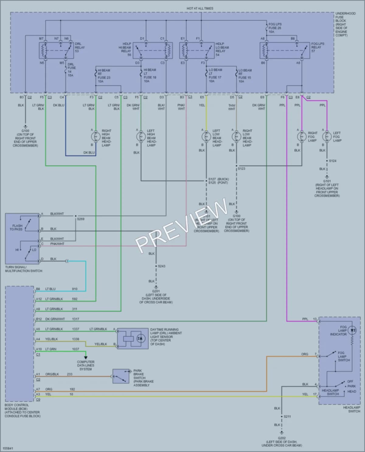 2003 Buick Rendezvous Headlights wiring diagram preview
