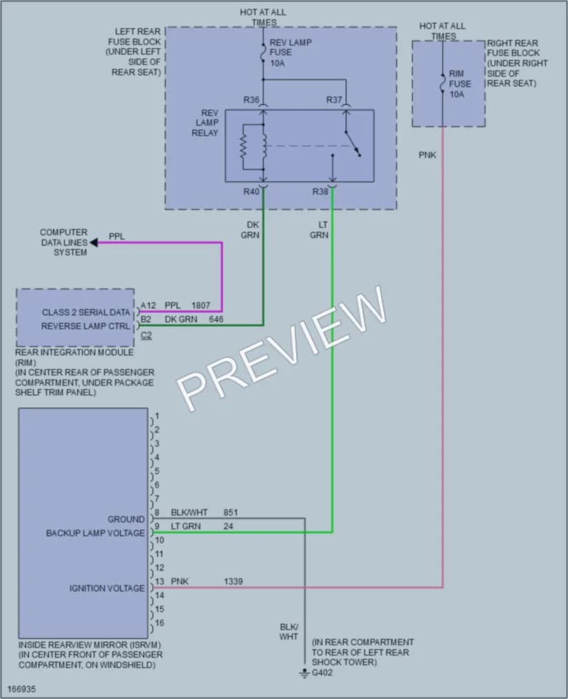 2003 Cadillac CTS Power Mirrors wiring diagram preview