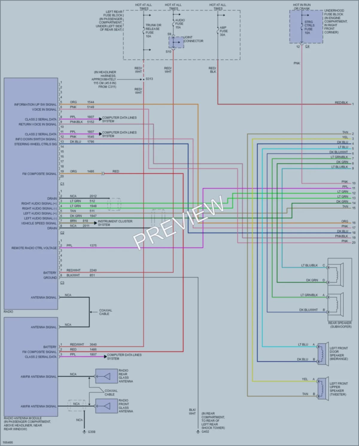 2003 Cadillac CTS Radio wiring diagram preview