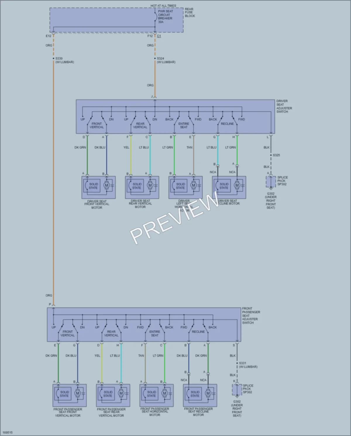 2003 Cadillac DeVille Power Seats wiring diagram preview