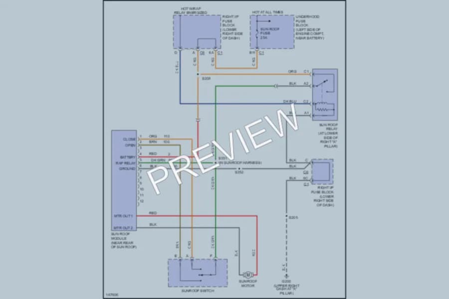 2003 Cadillac Escalade Power Top Sunroof wiring diagram preview