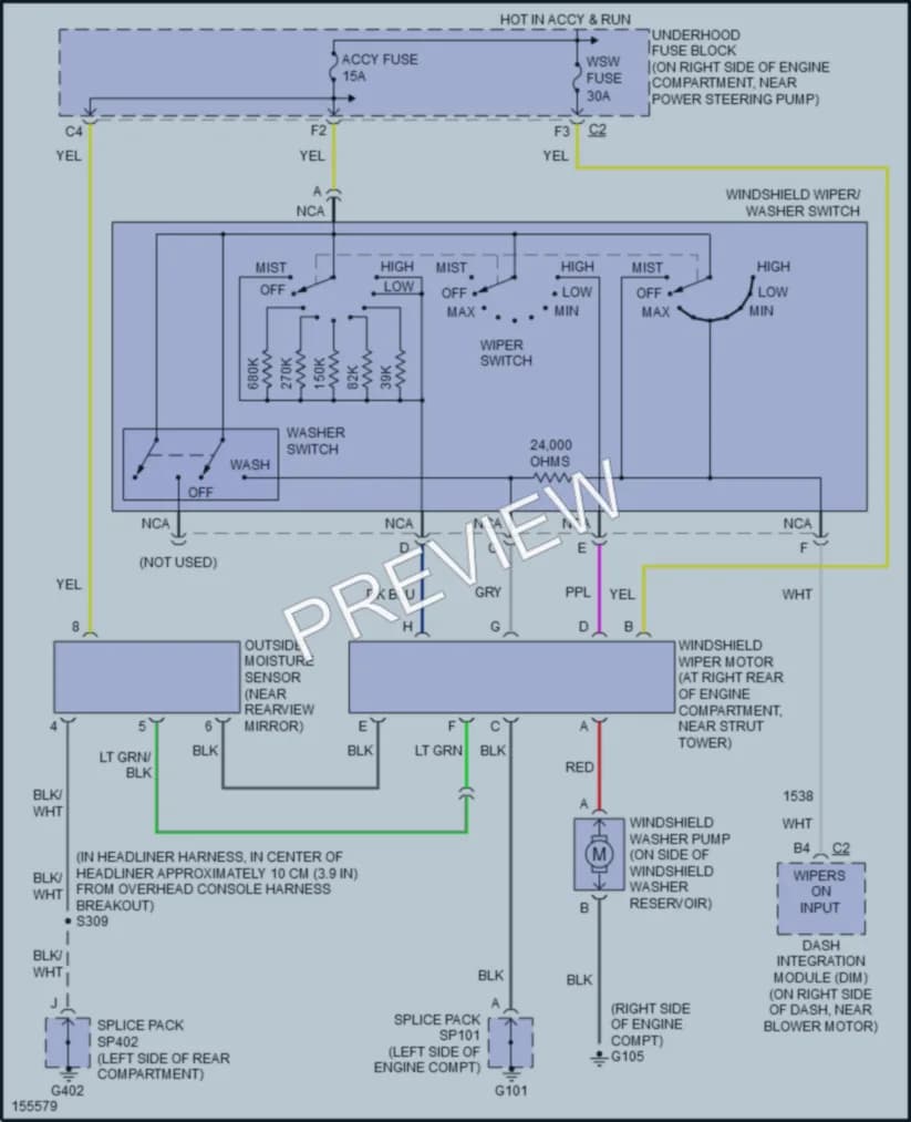 2003 Cadillac Seville Wiper Washer wiring diagram preview