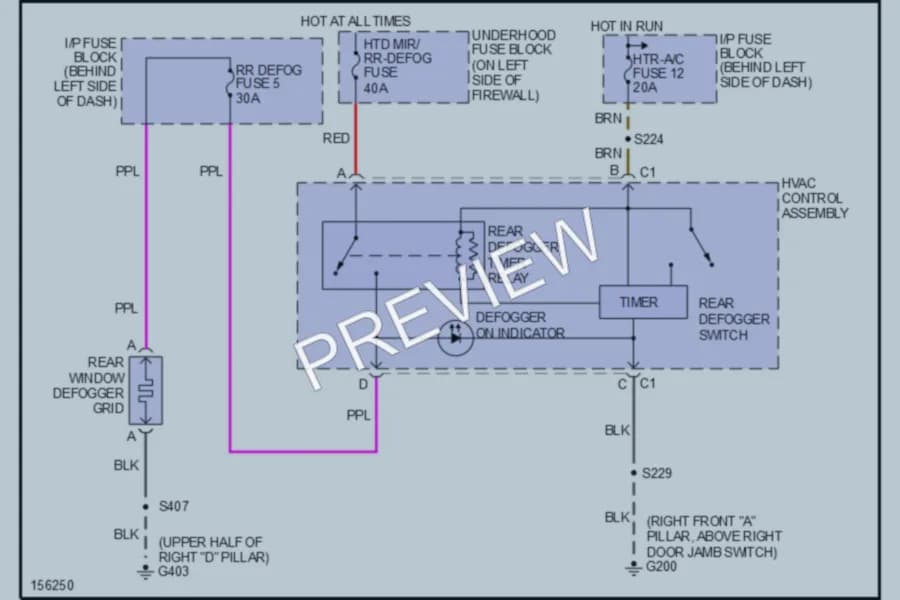 2003 Chevrolet Astro Defoggers wiring diagram preview
