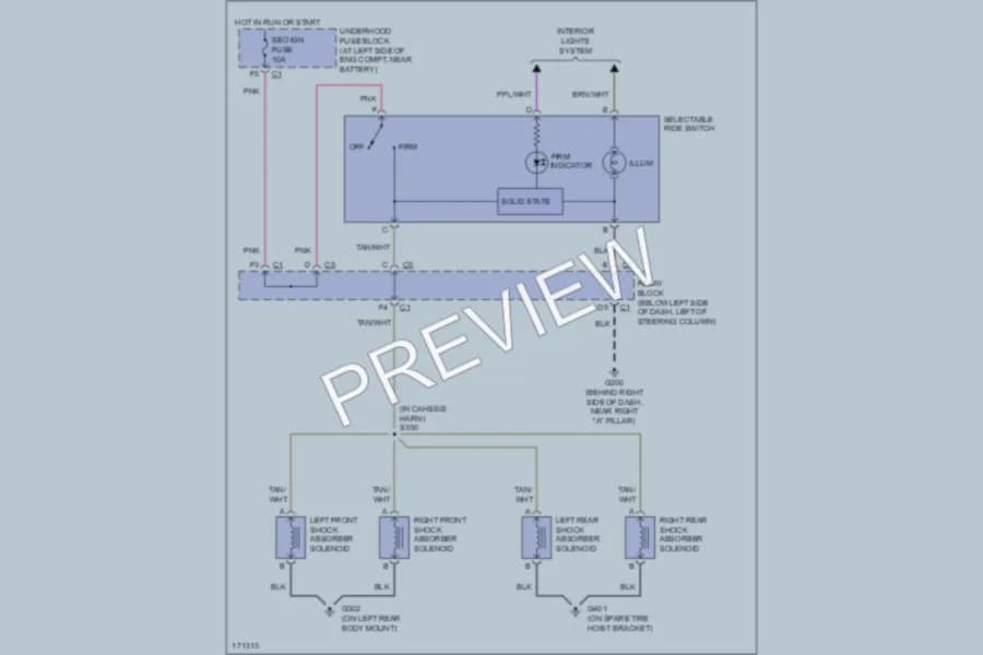 2003 Chevrolet 1500 Electronic Suspension wiring diagram preview with protected circuit layout