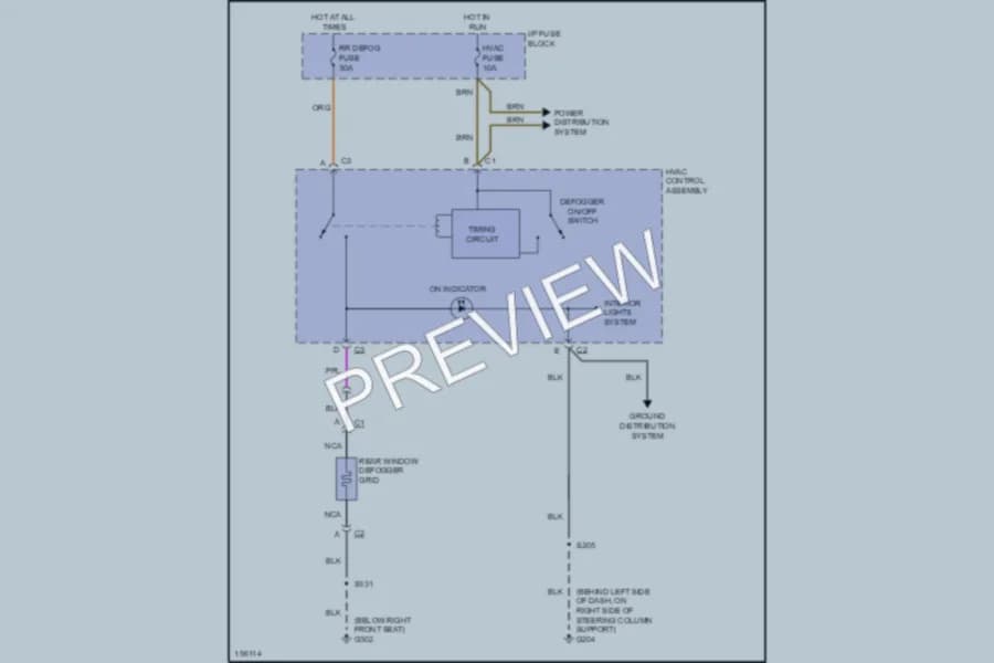 2003 Chevrolet Cavalier Defoggers wiring diagram preview