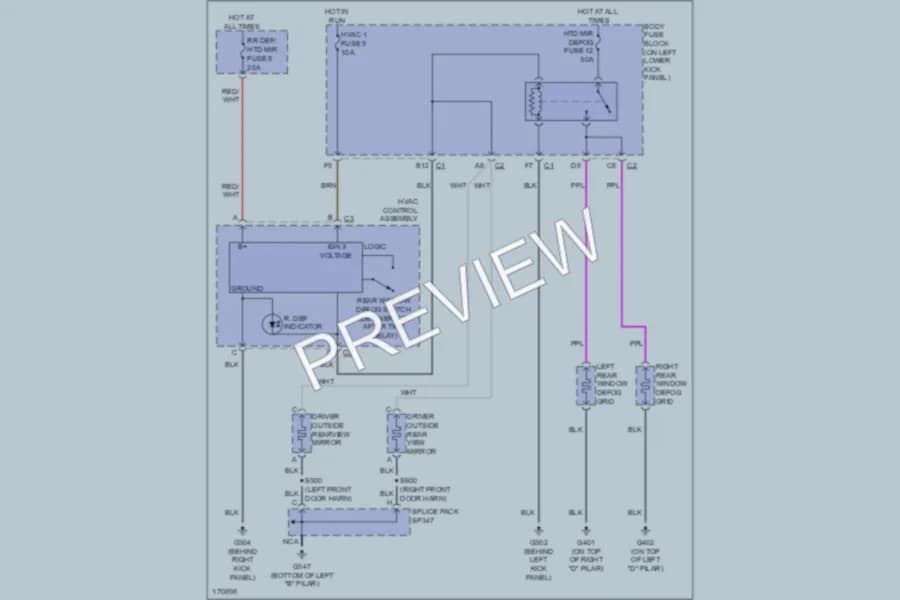 2003 Chevrolet H1500 Defoggers wiring diagram preview with protected circuit layout