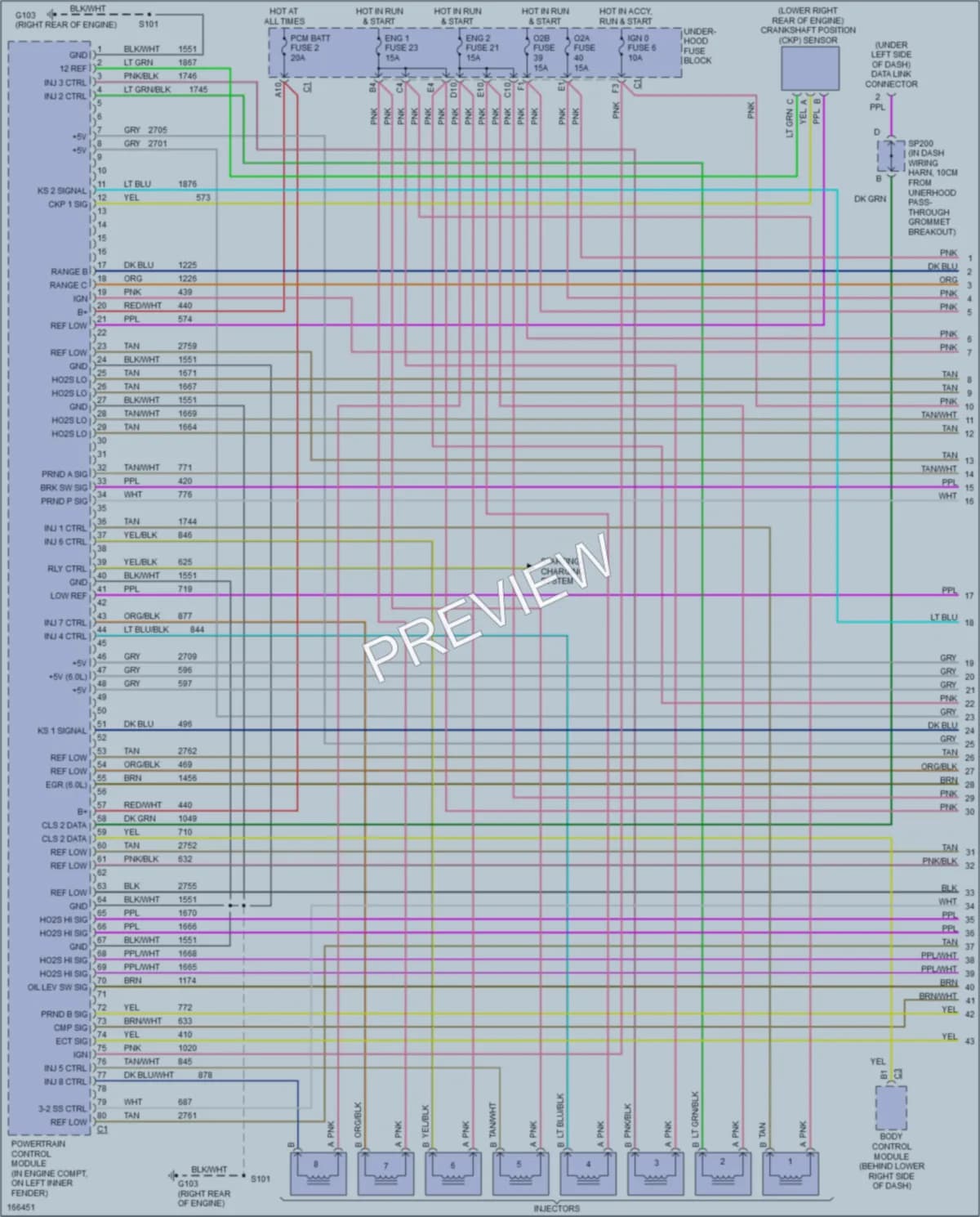 2003 Chevrolet H1500 Engine Performance wiring diagram preview with protected circuit layout