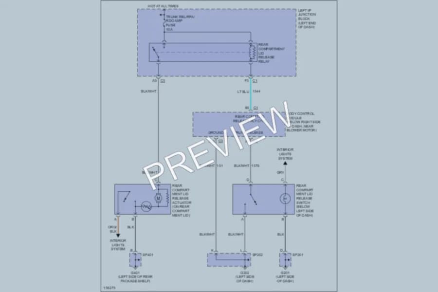 2003 Chevrolet Malibu Trunk Tailgate Fuel Door wiring diagram preview