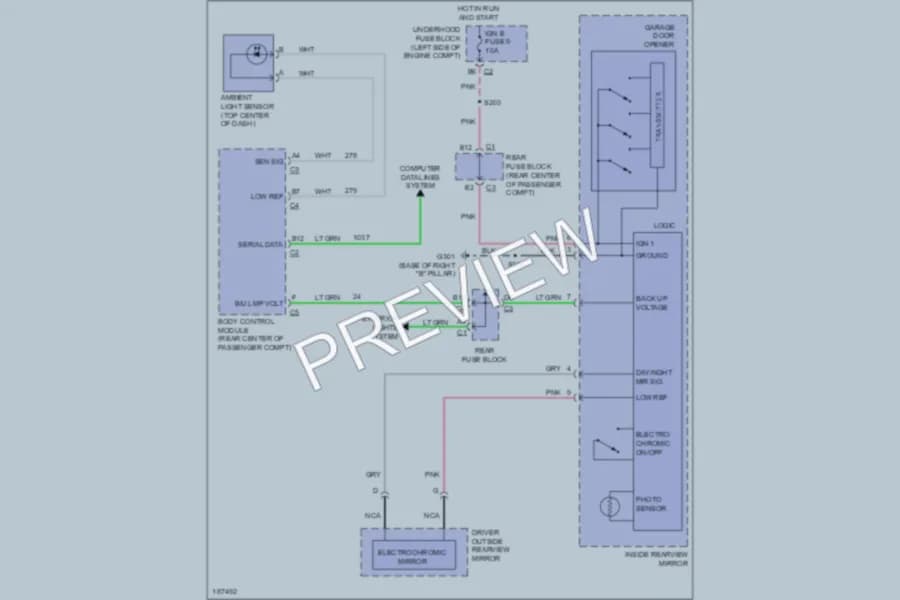2003 Chevrolet SSR Power Mirrors wiring diagram preview