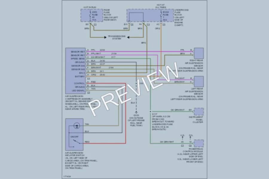 2003 Chevrolet TrailBlazerEXT Electronic Suspension wiring diagram preview