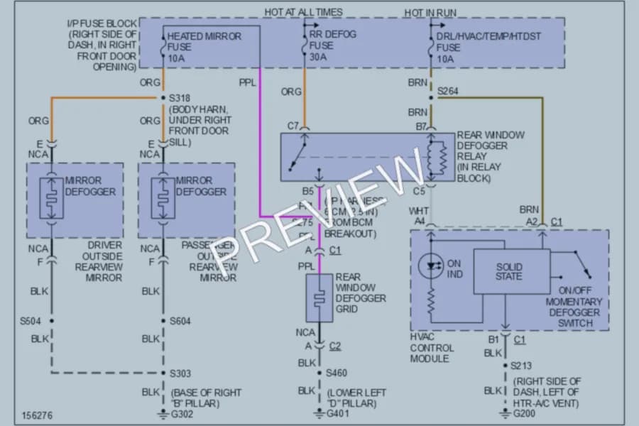 2003 Chevrolet Venture Defoggers wiring diagram preview
