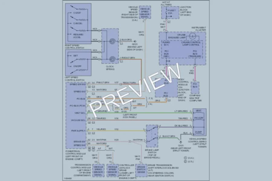 2003 Chrysler 2D Convertible Cruise Control wiring diagram preview with protected circuit layout