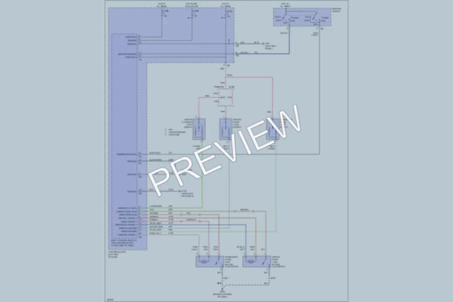 2003 Chrysler 2D Convertible Power Door Locks wiring diagram preview with protected circuit layout