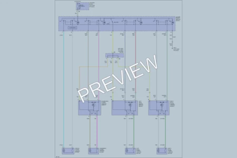 2003 Chrysler 4D Sedan Power Windows wiring diagram preview with protected circuit layout