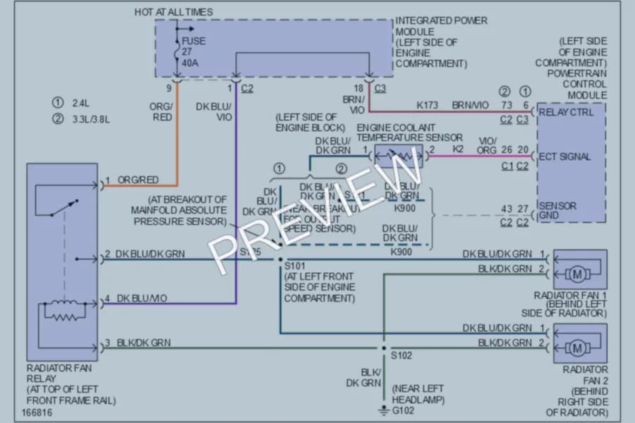 2003 Chrysler Voyager Cooling Fan wiring diagram preview