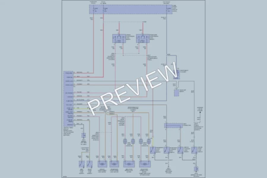 2003 Dodge B2500 Power Door Locks wiring diagram preview with protected circuit layout