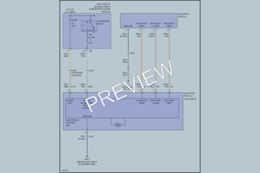 2003 Dodge Caravan Power Top Sunroof wiring diagram preview