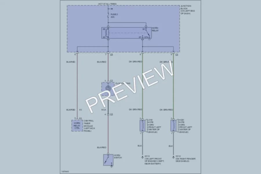 2003 Dodge Dakota Horn wiring diagram preview