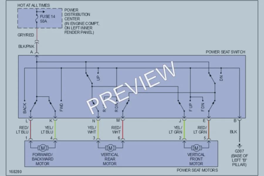 2003 Dodge Dakota Power Seats wiring diagram preview