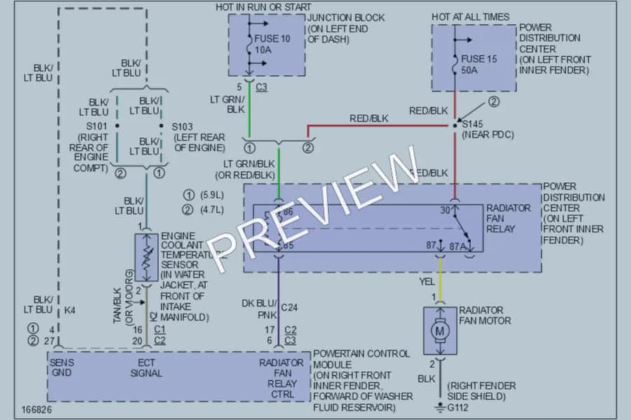 2003 Dodge Durango Cooling Fan wiring diagram preview