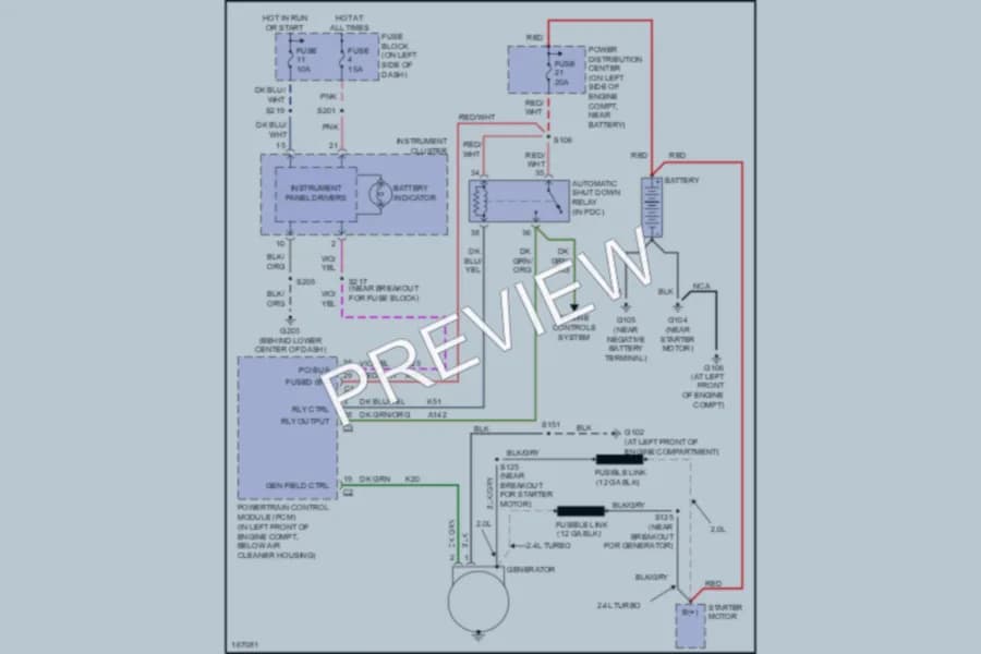 2003 Dodge Neon Starting Charging wiring diagram preview