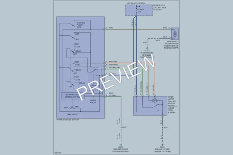 2003 Dodge Neon Wiper Washer wiring diagram preview