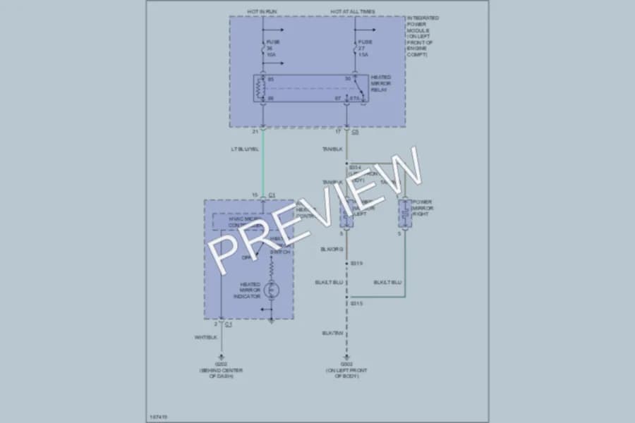 2003 Dodge R2500 Defoggers wiring diagram preview with protected circuit layout