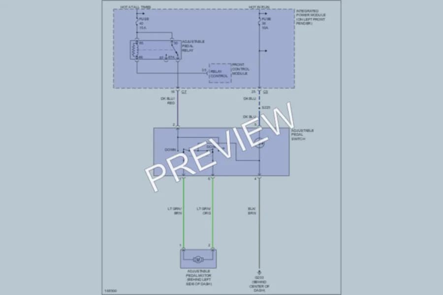 2003 Dodge R2500 Power Seats wiring diagram preview with protected circuit layout