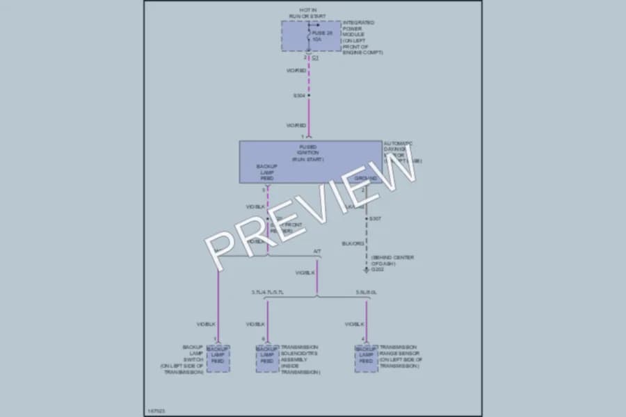 2003 Dodge R3500 Power Mirrors wiring diagram preview with protected circuit layout