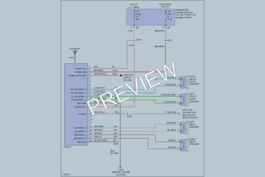 2003 Dodge R3500 Radio wiring diagram preview with protected circuit layout