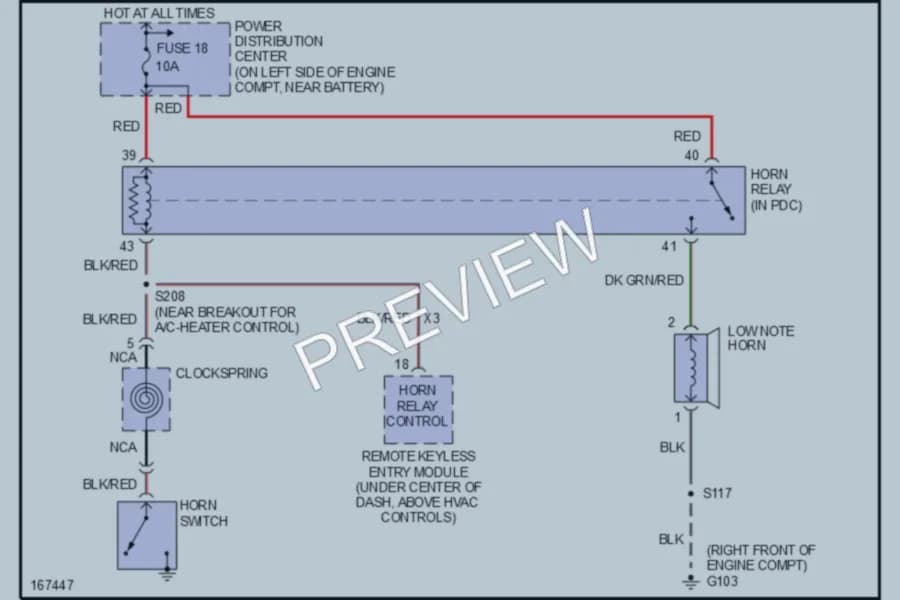 2003 Dodge SX20 Horn wiring diagram preview