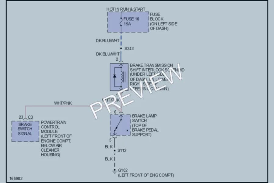 2003 Dodge SX20 Shift Interlock wiring diagram preview