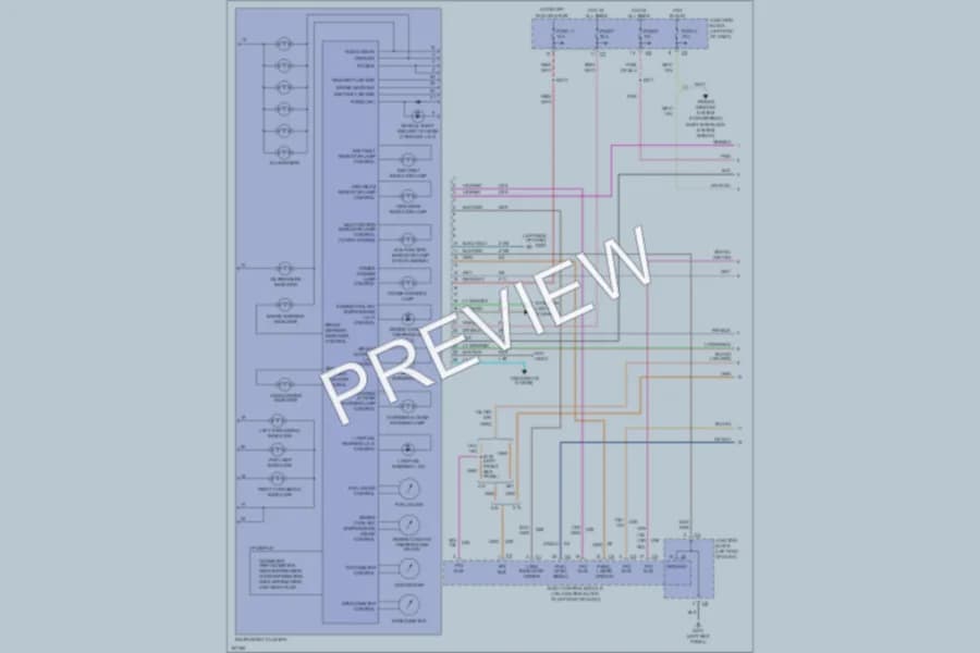 2003 Dodge 4D Sedan Instrument Cluster wiring diagram preview with protected circuit layout