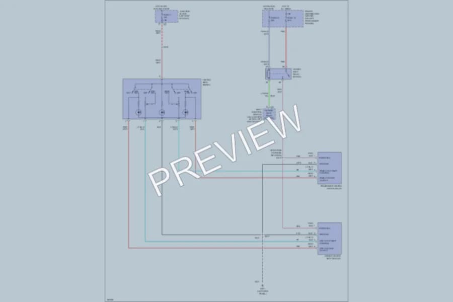 2003 Dodge 4D Sedan Power Seats wiring diagram preview with protected circuit layout