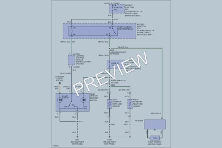 2003 Ford CrownVictoria Defoggers wiring diagram preview
