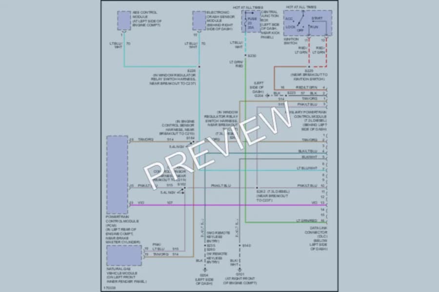 2003 Ford E150 Computer Data Lines wiring diagram preview with protected circuit layout