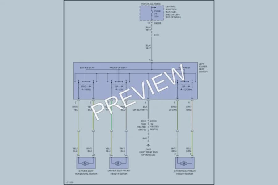2003 Ford Escape Power Seats wiring diagram preview