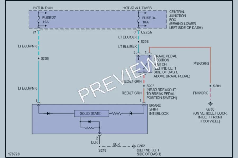 2003 Ford Excursion Shift Interlock wiring diagram preview
