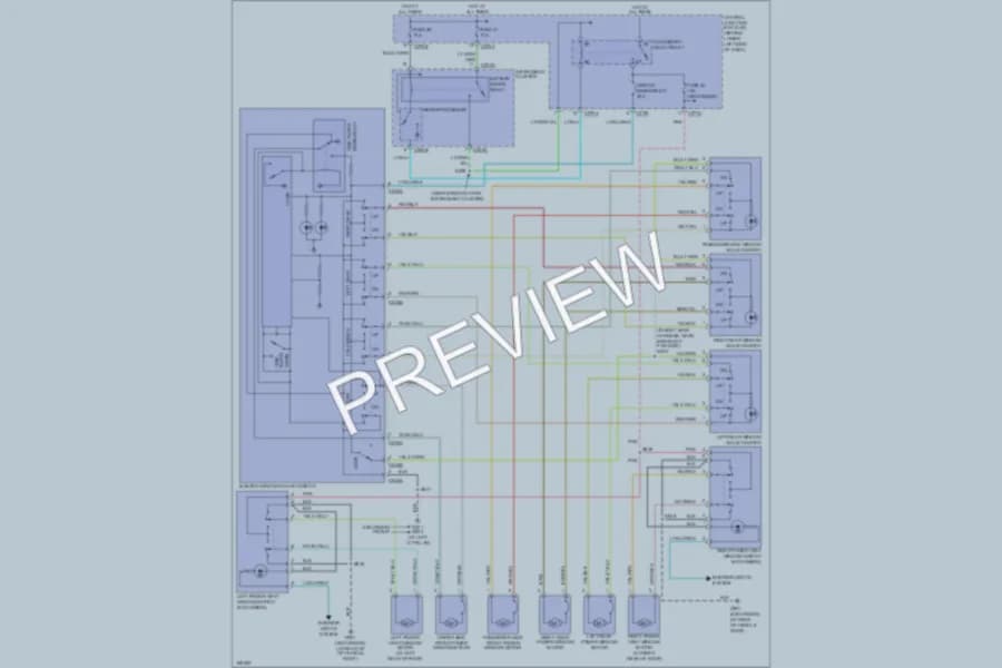 2003 Ford F250 Super Duty Power Windows wiring diagram preview with protected circuit layout